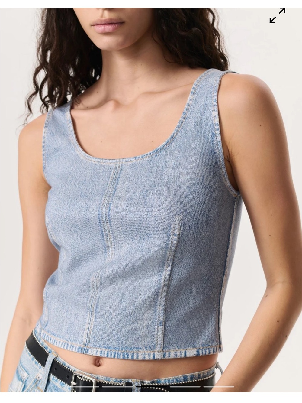 rag & bone Light Blue Denim Cropped Tank Top